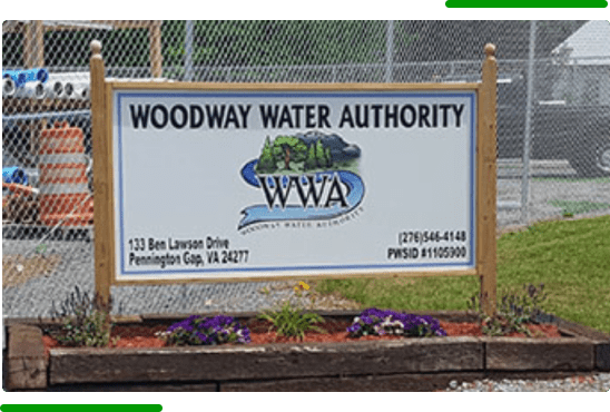 A sign for woodway water authority